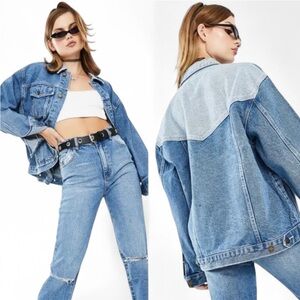ROLLA'S JEANS Jacket Slouch Blue Two-Tone Tumbled Jean Size Women’s Size Large